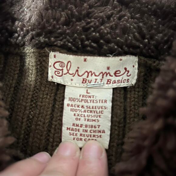 Y2k glimmer brown suede fur jacket - Picture 2 of 3